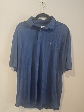 Greg Norman Collection Navy Blue Striped Polo
